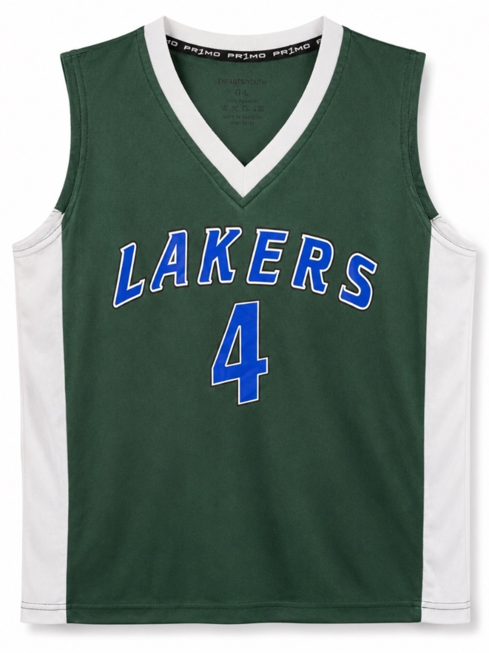 PR1MO Lakers #4 Green Basketball Jersey Youth Size L